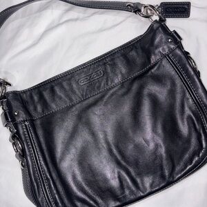 Coach Midnight Black Leather Shoulder Bag